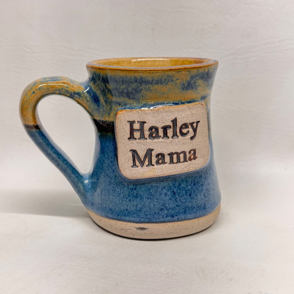 Unbranded‎ Harley Mama Mug Women OS Blue Amber Pottery Biker Rustic Artisan Cup